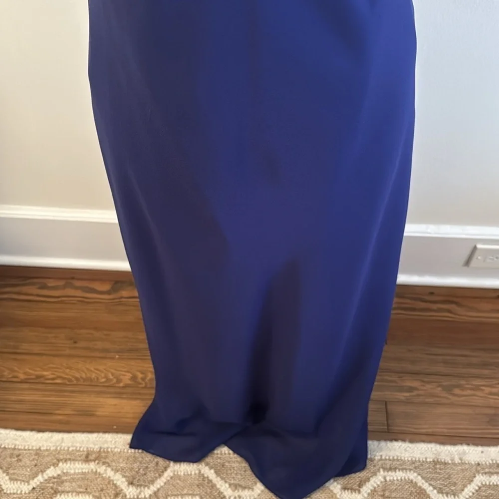 Dave & Johnny Women’s Formal Dress Sz M Backless Rhinestones Strap Blue Chiffon